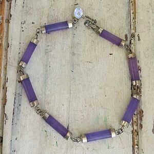 Sterling silver lavender jade link bracelet